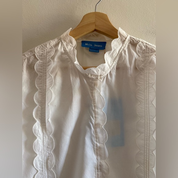 NWT m.i.h White Scalloped Button Dow Blouse, Delicate, Feminine, Size Medium - Picture 11 of 16